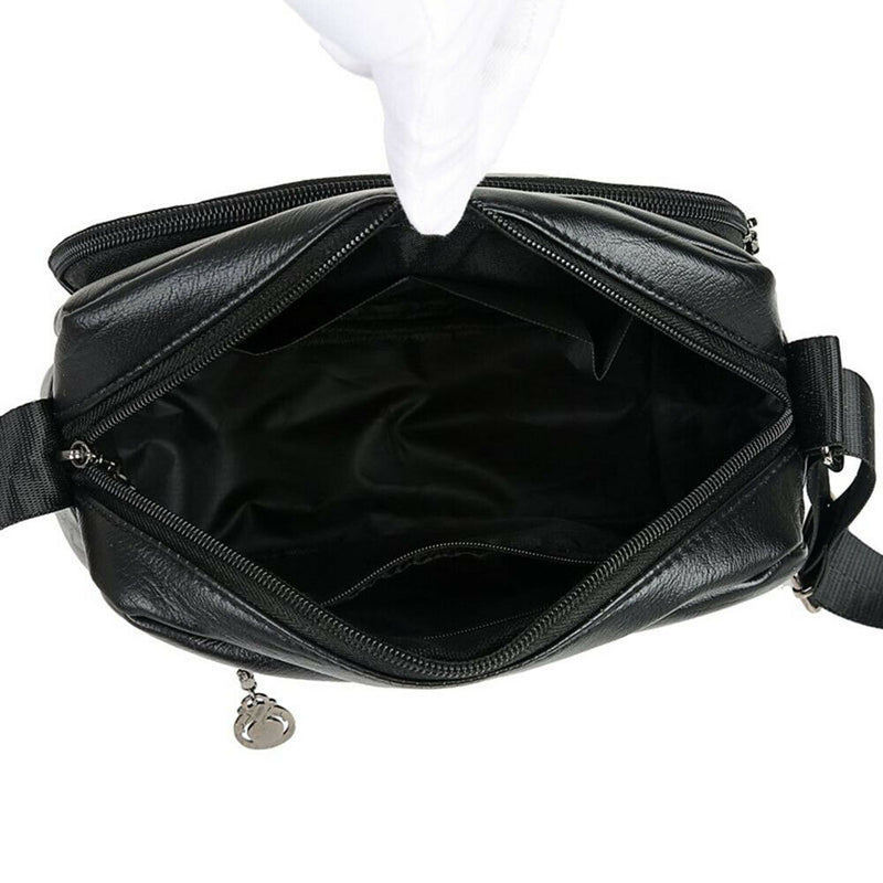 Washed PU Crossbody Bag Large Capacity Mother Elegant Zipper Shoulder Pouch