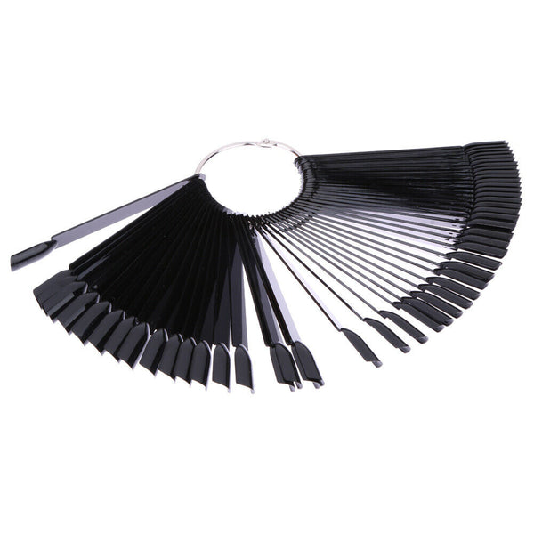 50pcs False Nail Art Polish Practice Tips Salon Display Stick Card (Black)