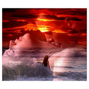 Full Rhinestone Embroidery,Sea Sunrise Couple,Diamond Painting Cross Stitch