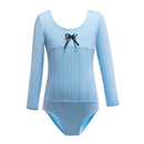 Kids Girls Long Sleeve Ballet Dancer Leotard for Ballerina (Blue 7-8T) A