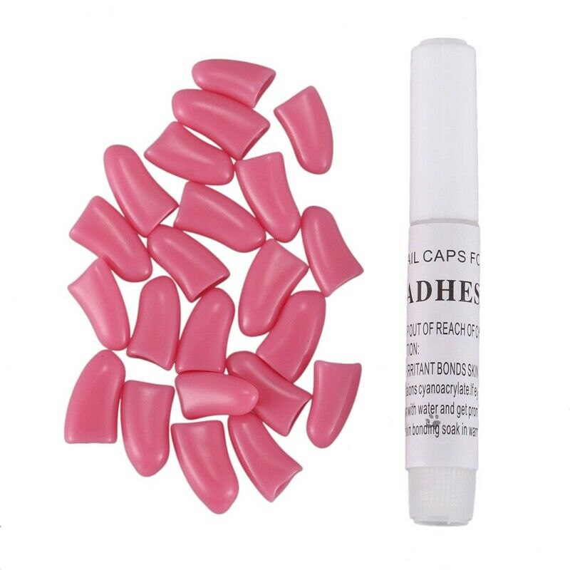 20 pcs Soft Nail Caps For Cat Pet Claw Control Paws off + Adhesive Glue -Li