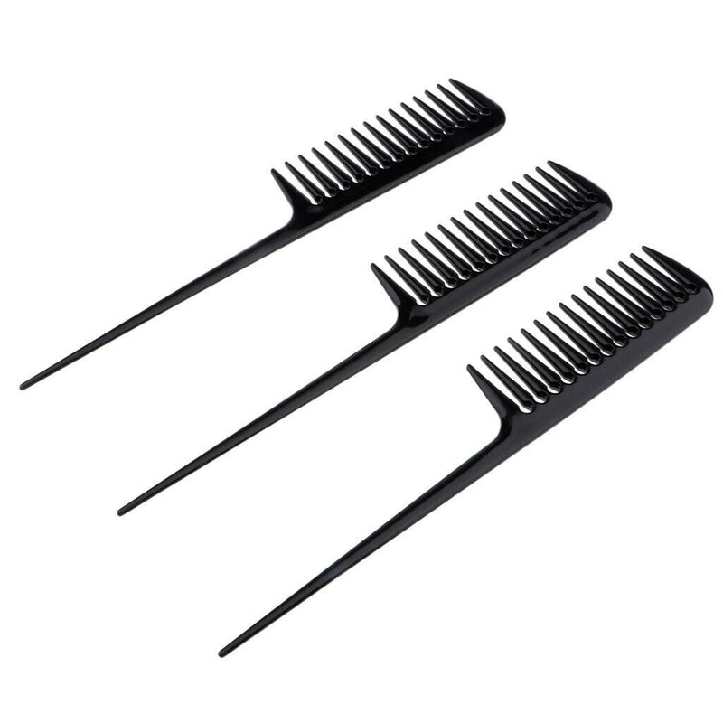 3Pcs Barber Plastic Hair Teasing Comb Lifting Back Combing Brush Rat Tail