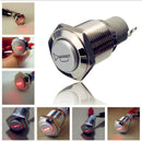 2* 16MM Metal Button With Light Reset Switch Horn Car 12V Red LED