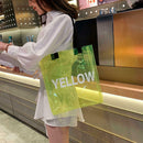 Transparent PVC Shopping Tote Women Shoulder Beach Travel Handbags (Yellow) A