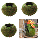 12cm Diameter Moss Weaved Ball Shape Flower Pot Succulent Planter Basket Green,