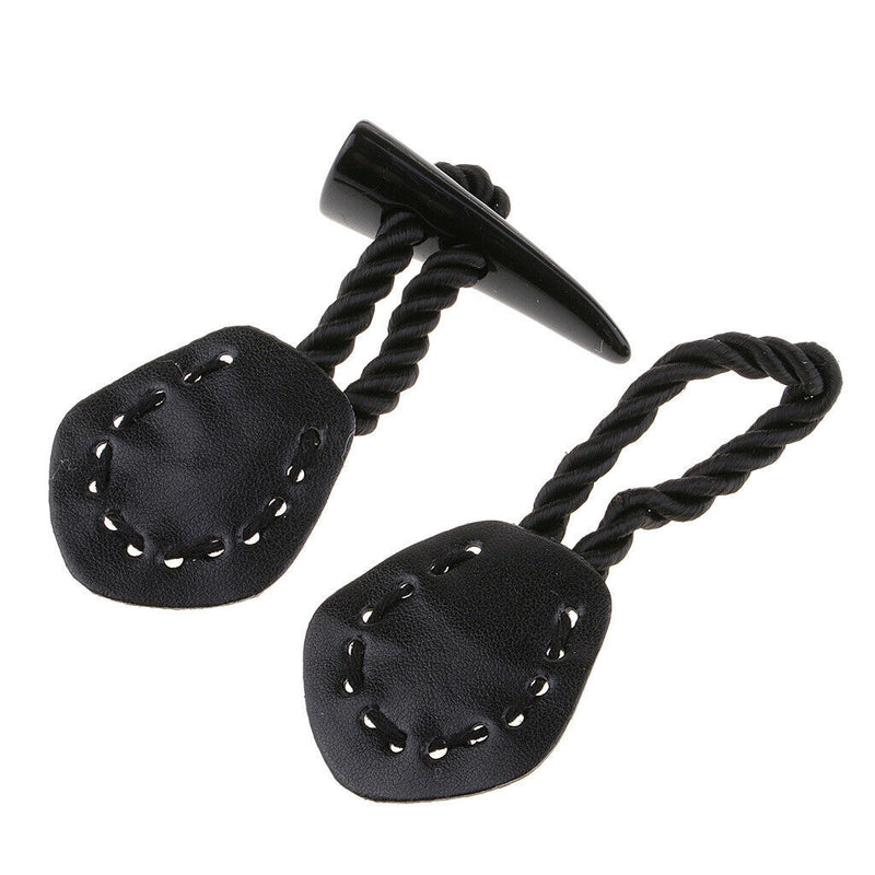 1 Set PU Leather Horn Toggle Buttons Coat Jackets Duffle Horn Toggle Closures