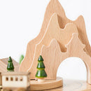 Wooden Musical Box Featuring Mountain Tunnel With Small Moving Magnetic Tra