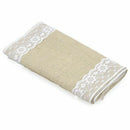 Lace border burlap tablecloth