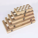 Premium Folding Wood Chess Set Built in Storage & Round Extra Pieces -