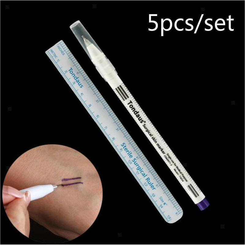 5 x Tattoo Piercing Skin Marker   Scribe Pen w/ Paper Ruler