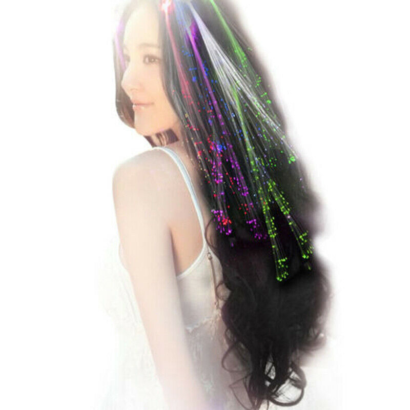 5PCS LED Shining Glow Hair Braid Flash Fiber Hairpin Clip Luminous Headba%!