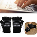 Unisex 5V 1 Pair Winter Knitted USB Electric Heat Thermal Gloves Black & White
