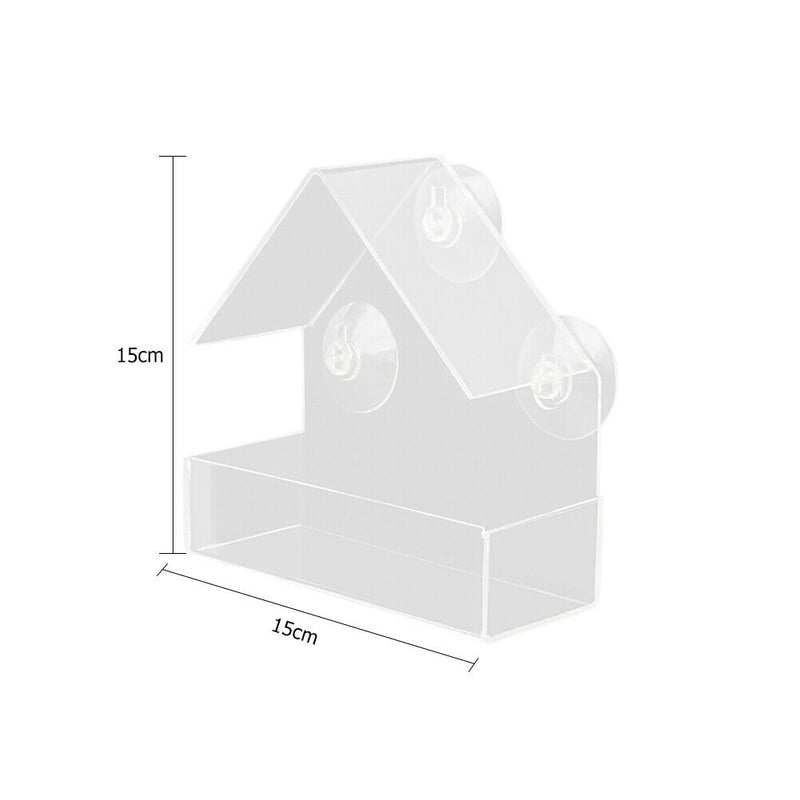 Creative Transparent Window Mounted Sucker Bird Feeder Tray Birdhouse Food Bird