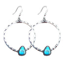Big Circle Turquoise Earrings Ethnic Style Retro Ear Hook for Women Jewelry A