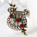 Christmas`Crystal Enamel Brooch Pin Harp Lute Collar Rhinestone Brooches`Jewelry