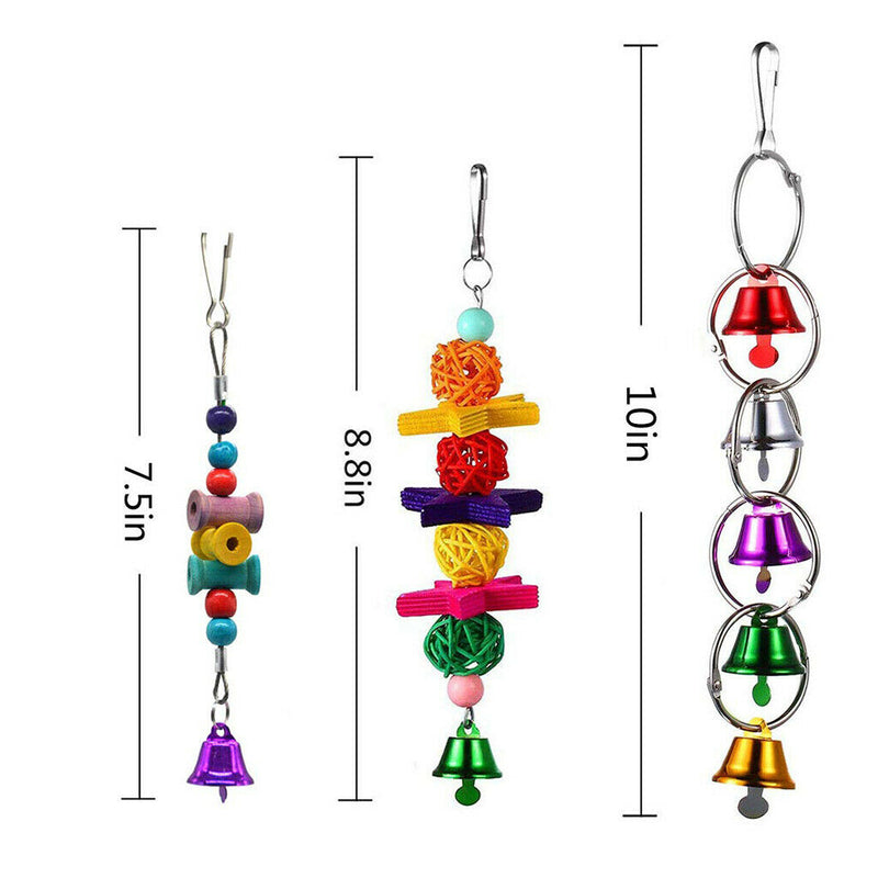 6Pcs Bird Perches Swing Toys Parrot Hanging Bell Pet Cage Hammock Toys for Small