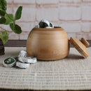 Natural Bamboo Tea Jar Seasoning Pepper Condiment Coffee Bowl with Lid