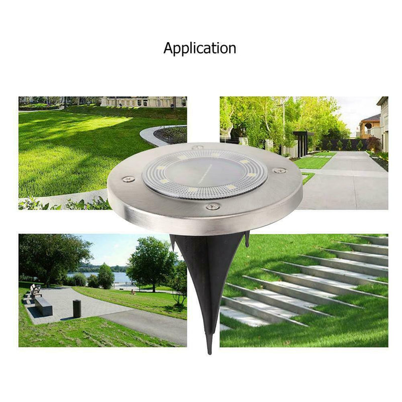 4pcs 8LED Solar Lawn Buried Lamp Waterproof Yard Ground Light (Cold White)