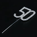 Number 50 Crystal Rhinestone Cake Topper for 50th Anniversary Birthday Party