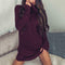Women Turtleneck Cotton Long-Sleeves Bodycon Pure Color Dress (Wine Red M) A