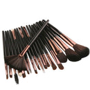 18pcs/Set Makeup Brush Fan-Shaped Coffee Tube Foundation Tool(Black Rod) A