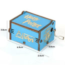 Retro Wooden Blue Hand Cranked Music Box Kid Child Birthday Gift Home Decor