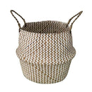 Portable Foldable Natural Seagrass Woven Storage Basket with Handle for Hom