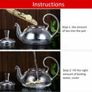 800ml Clear Glass Heat Resistant Teapot / Infuser Flower / Green Leaf Tea P