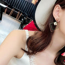 Geometry Diamond Korea Earrings J735(Red Wine)
