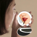 LED Lighting Mini Makeup Mirror Portable 10X Magnify Round Cosmetic Mirror