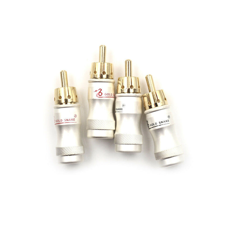 4pcs Goldplated RCA Male Plug HIFI Audio Cable Audio Video Connector Adapter FT