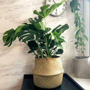 20cm Seagrass Wicker Basket Foldable Plant Pot Nursery Laundry Storage Bag Decor