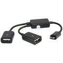 Micro-USB Host Cable,Micro-USB Male to 2X Type A Dual USB Female OTG Adapte B6E7