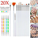 20pcs UV Gel Powder Polish Nail Art Pen Brush For Flat Fine Drawing Nail Designs