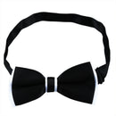 Black with White Bottom Double-layered Splicing Formal Solid Color Bow Tie