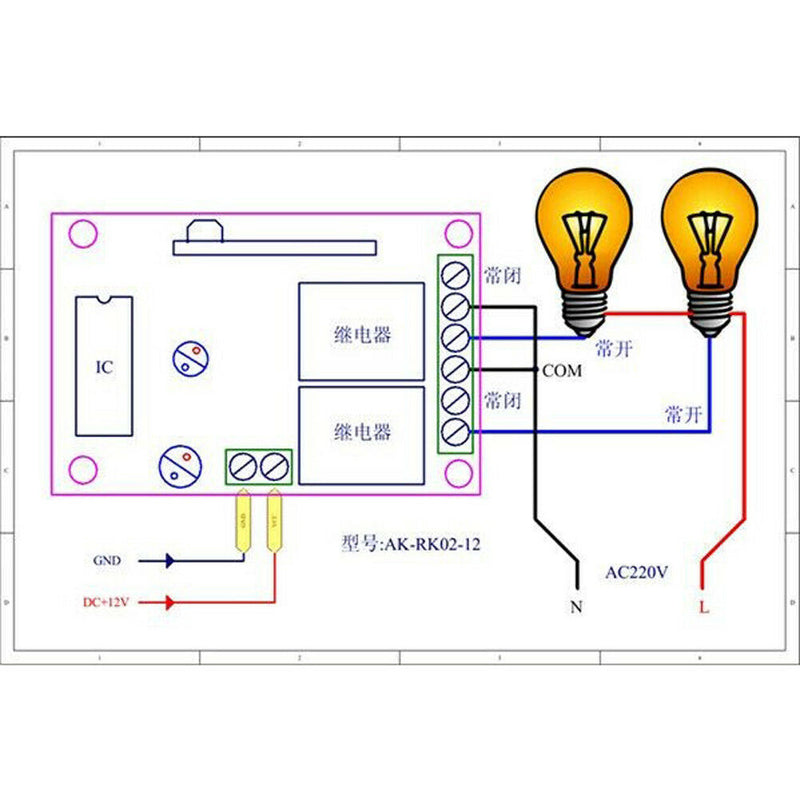 2CH 433MHz Learning Code Receiver with Digital Wireless Remote Control RC Switch
