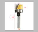 1/4" Shank 3/4" W X 7/16" H Flush Trim Hinge Mortise Template Router Mills Bit