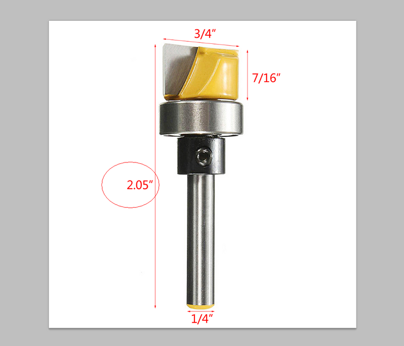 1/4" Shank 3/4" W X 7/16" H Flush Trim Hinge Mortise Template Router Mills Bit