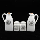 4Pcs White Ceramic Cruet Set for Oil Vinegar Salt Pepper Kitchen Tool Gadget
