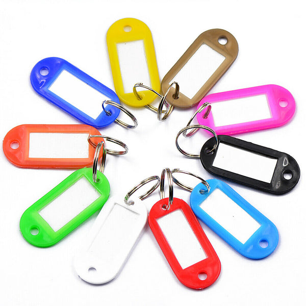 10pcs Assorted Color Keychain Tags ID Label Name Card Key Tags Split Ring