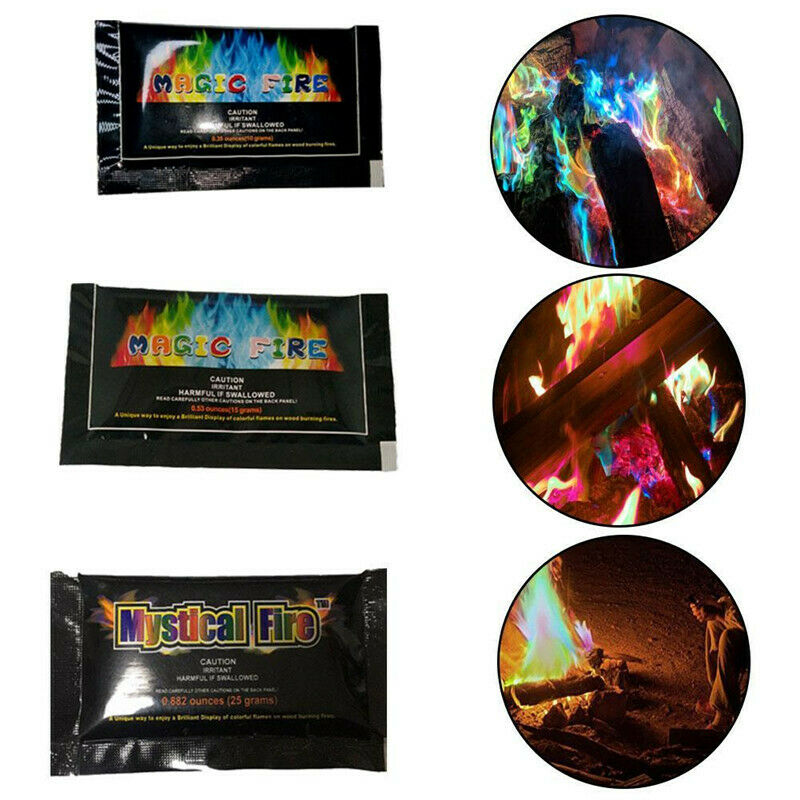 30G Magic Fire Colorful Flames Powder Bonfire Sachets Pyrotechnics Magic Tr