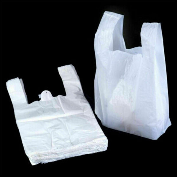 100pcs  18X28cm Carry Out Retail Supermarket Grocery White Plastic Shopping Bags