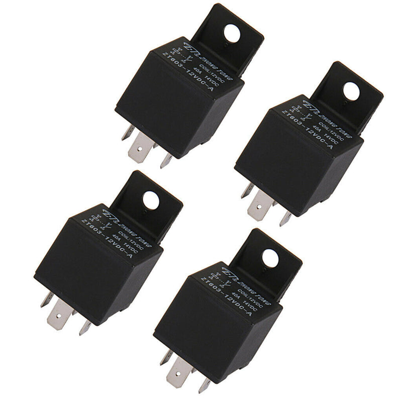 4Pcs Car Auto DC 12V 40AMP SPST Relay Relays 4 Pin Universal ZT603-12V-A-S