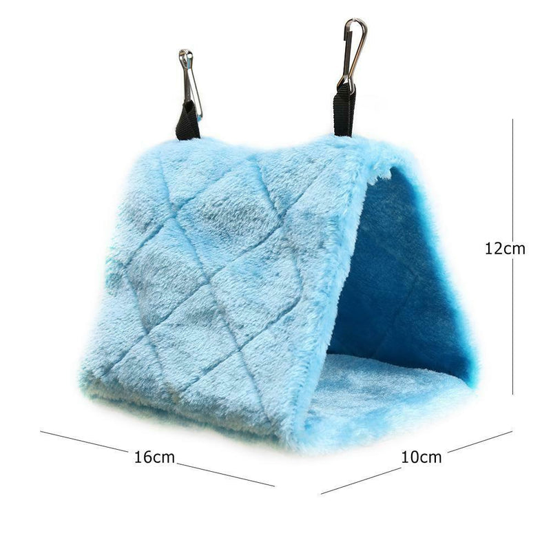 Warm Soft Plush Birds Parrot Hammock Nest Pet Hang Bed Cage House (Blue S