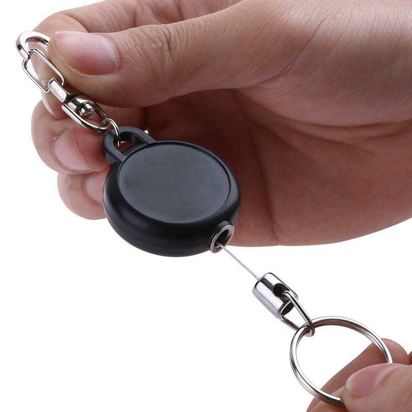 Outdoor Survival EDC Steel Wire Rope Recoil Ring Retractable Pull Key Chain #gib
