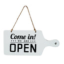 Open Closed Sign Welcome Wood Hanging Plaque for Door Window Bar Cafe White