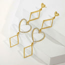 Irregular Earrings Heart Crystal Long Ear Drop Women Holiday Jewelry Gift A