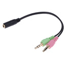 3.5mm Stereo Audio Female to 2 Male Headphone Mic Y Splitter Cable Adapter