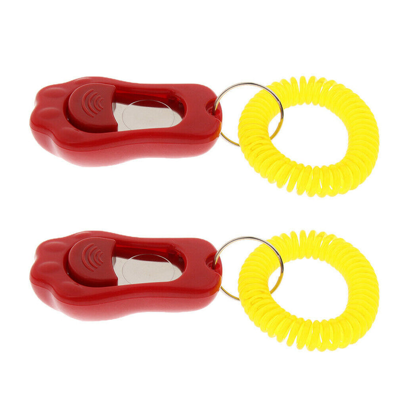 2Pcs Big Button Dog Cat Training Clicker, Clickers with Wrist Bands Red