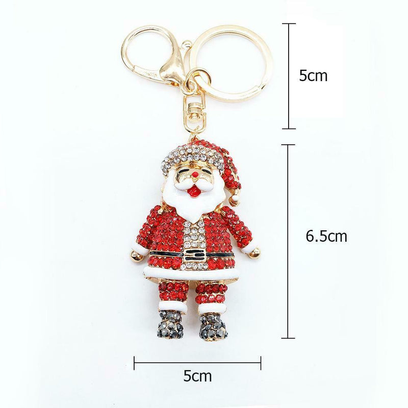 Christmas Rhinestone Santa Claus Bag Pendant Keychain Car Key Ring Jewelry